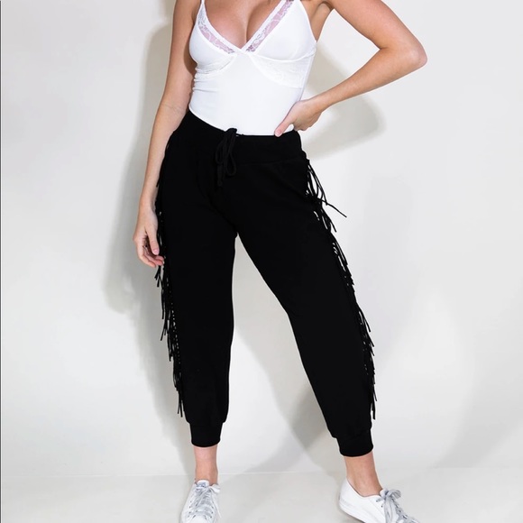 Kittenish Pants - Kittenish OG Black Fringe Joggers